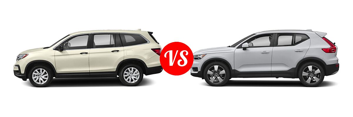 2019 Honda Pilot SUV LX vs. 2019 Volvo XC40 SUV Momentum / R-Design - Side Comparison