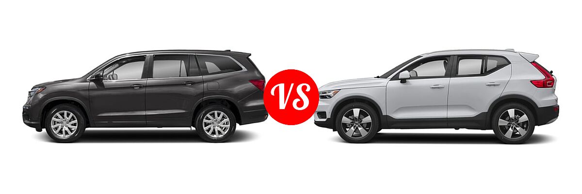 2019 Honda Pilot SUV LX vs. 2019 Volvo XC40 SUV Momentum / R-Design - Side Comparison