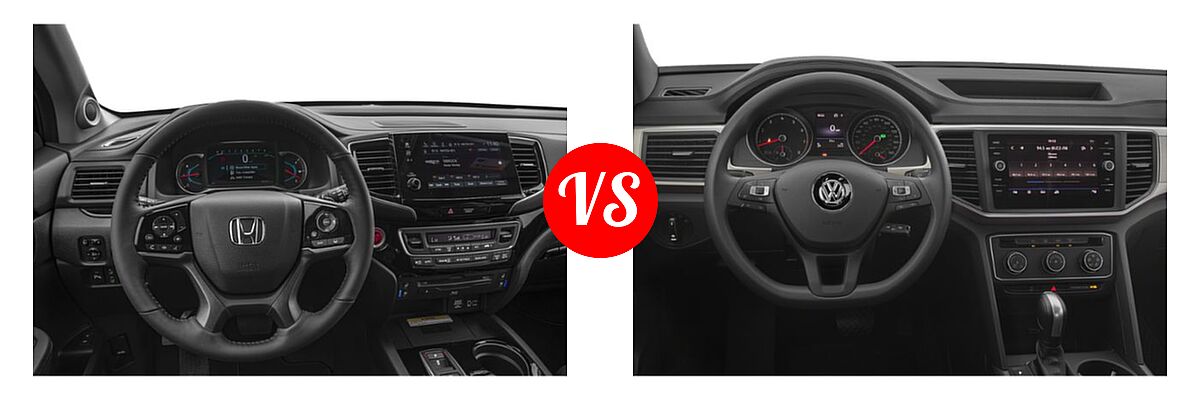 2019 Honda Pilot SUV Elite vs. 2019 Volkswagen Atlas SUV 2.0T S / 3.6L V6 S / 3.6L V6 SE / 3.6L V6 SE w/Technology / 3.6L V6 SE w/Technology R-Line / 3.6L V6 SEL / 3.6L V6 SEL Premium / 3.6L V6 SEL R-Line - Dashboard Comparison