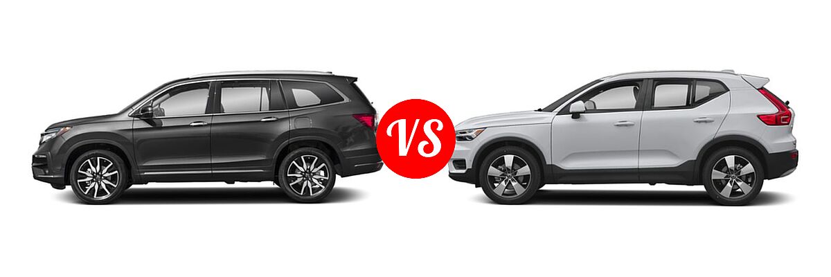 2019 Honda Pilot SUV Touring 8-Passenger vs. 2019 Volvo XC40 SUV Momentum / R-Design - Side Comparison