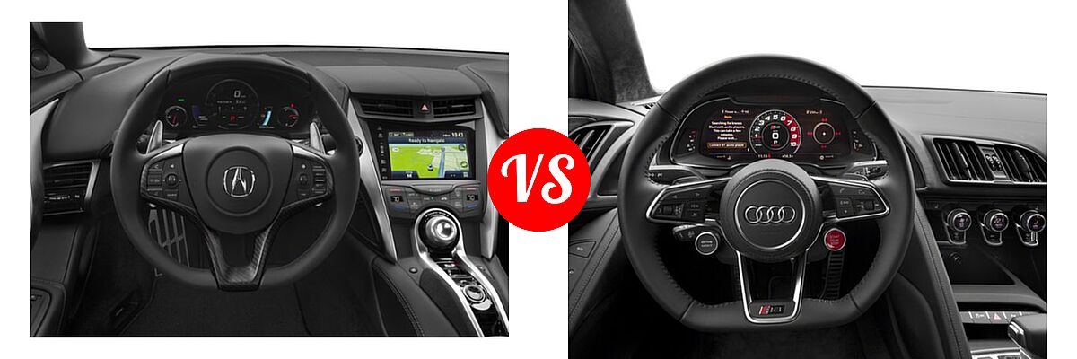 2019 Acura NSX Coupe Hybrid Coupe vs. 2018 Audi R8 Coupe V10 / V10 plus - Dashboard Comparison