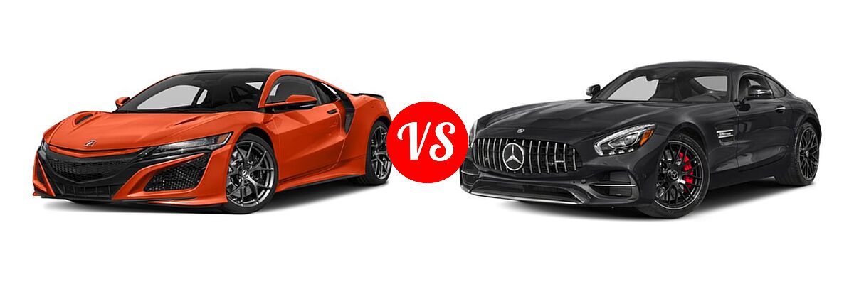 2019 Acura NSX Coupe Hybrid Coupe vs. 2018 Mercedes-Benz AMG GT Coupe AMG GT / AMG GT C / AMG GT R / AMG GT S - Front Left Comparison