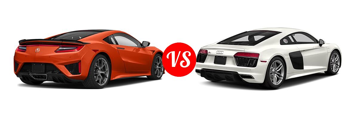2019 Acura NSX Coupe Hybrid Coupe vs. 2018 Audi R8 Coupe V10 / V10 plus - Rear Right Comparison