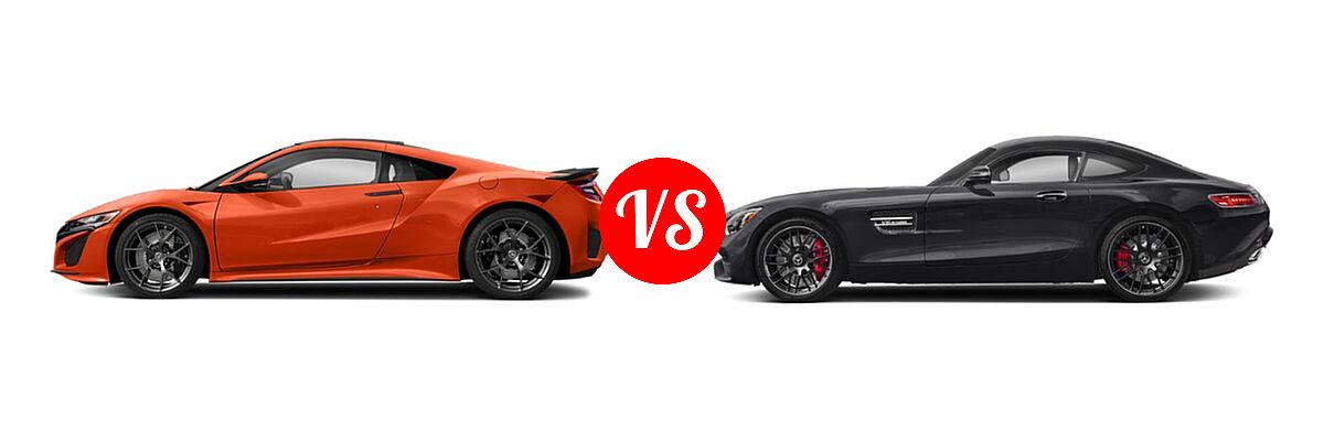 2019 Acura NSX Coupe Hybrid Coupe vs. 2018 Mercedes-Benz AMG GT Coupe AMG GT / AMG GT C / AMG GT R / AMG GT S - Side Comparison