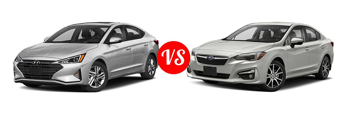 2019 Hyundai Elantra Sedan ECO / Limited / SE / SEL / Sport / Value Edition vs. 2019 Subaru Impreza Sedan Limited - Front Left Comparison