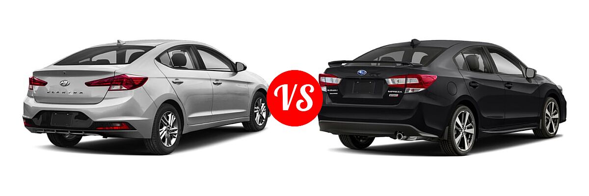 2019 Hyundai Elantra Sedan ECO / Limited / SE / SEL / Sport / Value Edition vs. 2019 Subaru Impreza Sedan Sport - Rear Right Comparison