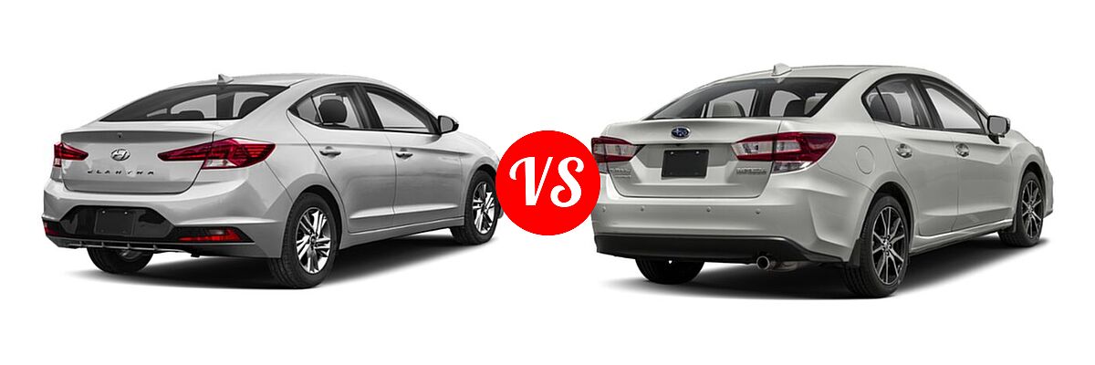 2019 Hyundai Elantra Sedan ECO / Limited / SE / SEL / Sport / Value Edition vs. 2019 Subaru Impreza Sedan Limited - Rear Right Comparison