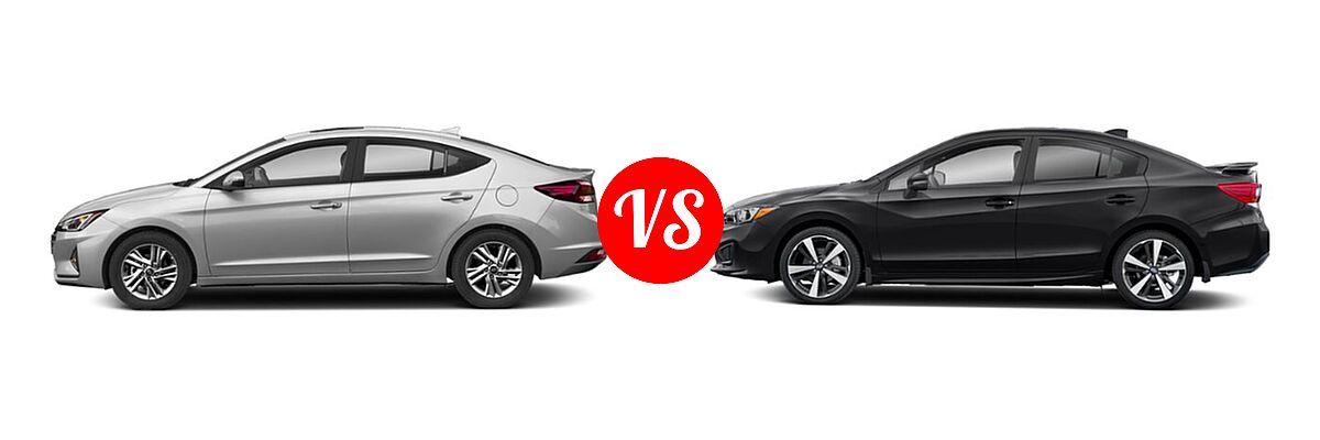 2019 Hyundai Elantra Sedan ECO / Limited / SE / SEL / Sport / Value Edition vs. 2019 Subaru Impreza Sedan Sport - Side Comparison