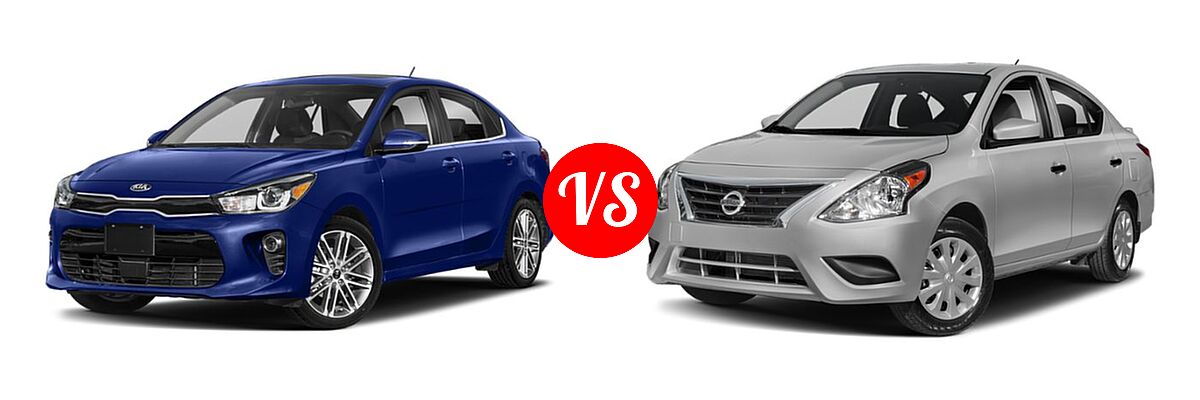 2019 Kia Rio Sedan LX / S vs. 2019 Nissan Versa Sedan S / S Plus / SV - Front Left Comparison