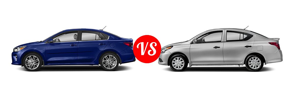 2019 Kia Rio Sedan LX / S vs. 2019 Nissan Versa Sedan S / S Plus / SV - Side Comparison