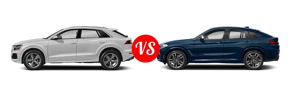 2019 Audi Q8 SUV Premium Plus / Prestige vs. 2019 BMW X4 M40i SUV M40i - Side Comparison