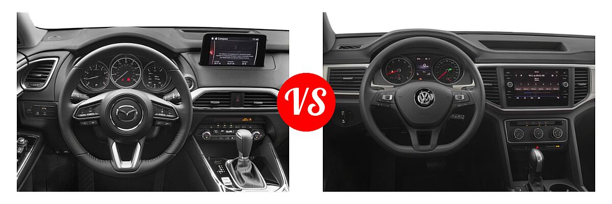 2019 Mazda CX-9 SUV Touring vs. 2019 Volkswagen Atlas SUV 2.0T S / 3.6L V6 S / 3.6L V6 SE / 3.6L V6 SE w/Technology / 3.6L V6 SE w/Technology R-Line / 3.6L V6 SEL / 3.6L V6 SEL Premium / 3.6L V6 SEL R-Line - Dashboard Comparison