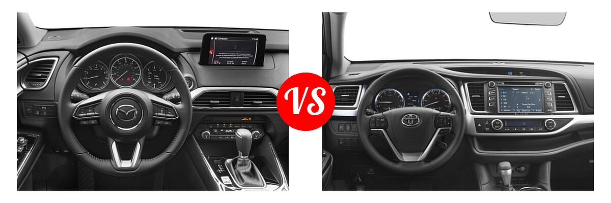 2019 Mazda CX-9 SUV Touring vs. 2019 Toyota Highlander SUV XLE - Dashboard Comparison