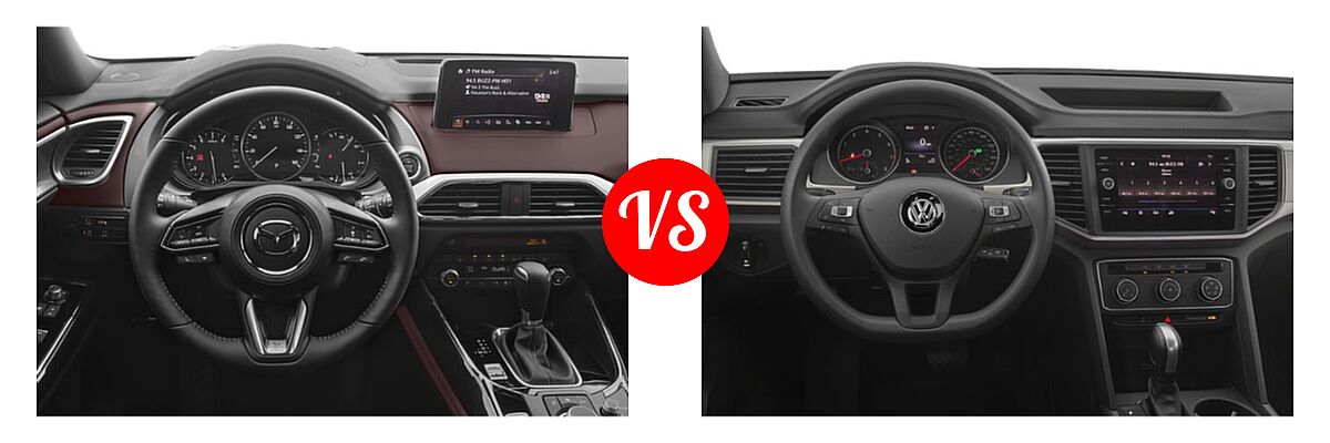 2019 Mazda CX-9 SUV Grand Touring vs. 2019 Volkswagen Atlas SUV 2.0T S / 3.6L V6 S / 3.6L V6 SE / 3.6L V6 SE w/Technology / 3.6L V6 SE w/Technology R-Line / 3.6L V6 SEL / 3.6L V6 SEL Premium / 3.6L V6 SEL R-Line - Dashboard Comparison