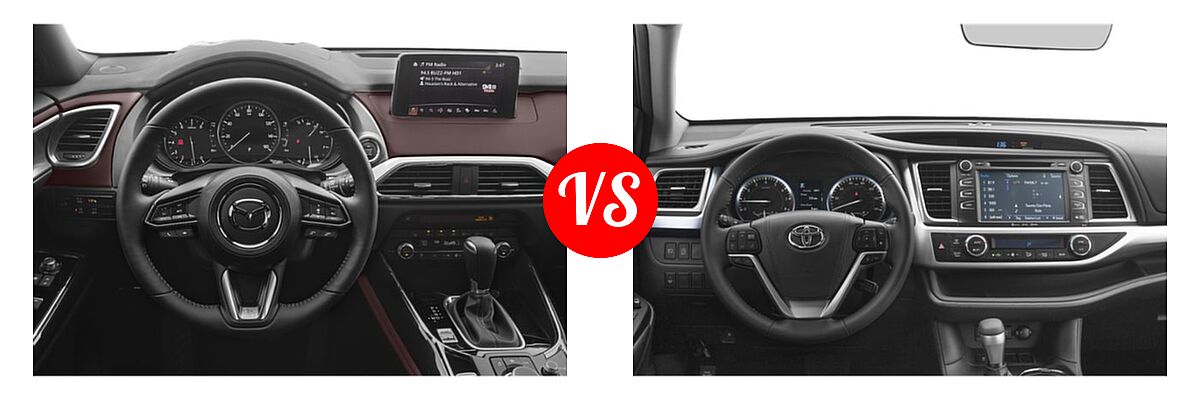 2019 Mazda CX-9 SUV Grand Touring vs. 2019 Toyota Highlander SUV XLE - Dashboard Comparison