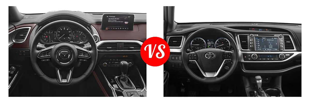 2019 Mazda CX-9 SUV Grand Touring vs. 2019 Toyota Highlander SUV SE - Dashboard Comparison