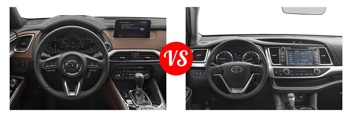 2019 Mazda CX-9 SUV Signature vs. 2019 Toyota Highlander SUV XLE - Dashboard Comparison
