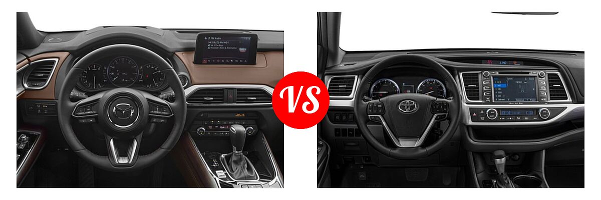 2019 Mazda CX-9 SUV Signature vs. 2019 Toyota Highlander SUV Limited / Limited Platinum - Dashboard Comparison