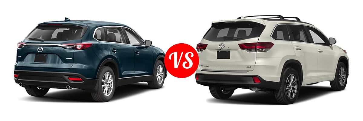 2019 Mazda CX-9 SUV Touring vs. 2019 Toyota Highlander SUV LE / LE Plus - Rear Right Comparison