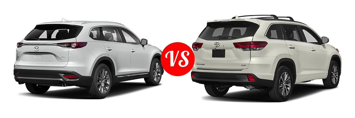 2019 Mazda CX-9 SUV Signature vs. 2019 Toyota Highlander SUV LE / LE Plus - Rear Right Comparison