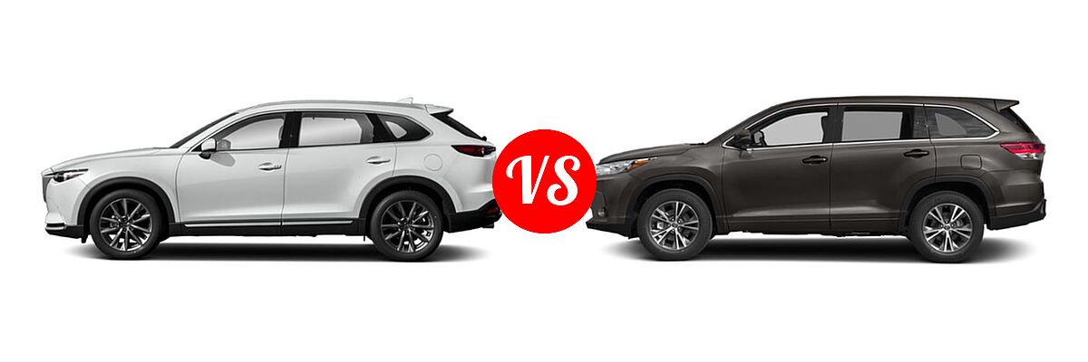 2019 Mazda CX-9 SUV Signature vs. 2019 Toyota Highlander SUV LE / LE Plus - Side Comparison