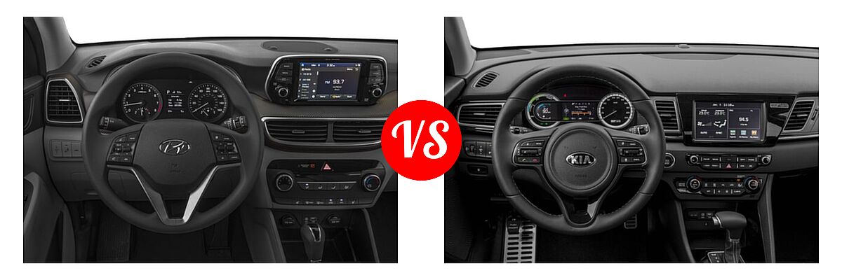 2019 Hyundai Tucson SUV Limited / SEL / Sport / Ultimate vs. 2019 Kia Niro SUV FE - Dashboard Comparison