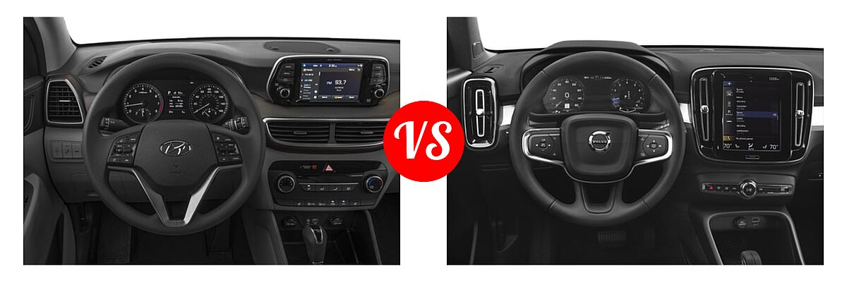 2019 Hyundai Tucson SUV SE / Value vs. 2019 Volvo XC40 SUV Momentum / R-Design - Dashboard Comparison