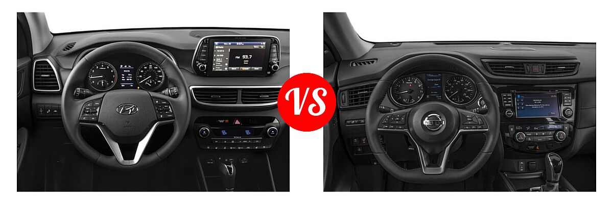 2019 Hyundai Tucson SUV Limited / SEL / Sport / Ultimate vs. 2019 Nissan Rogue SUV S / SV - Dashboard Comparison