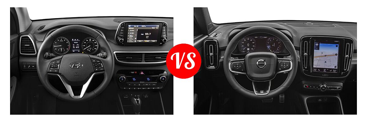 2019 Hyundai Tucson SUV Limited / SEL / Sport / Ultimate vs. 2019 Volvo XC40 SUV R-Design - Dashboard Comparison