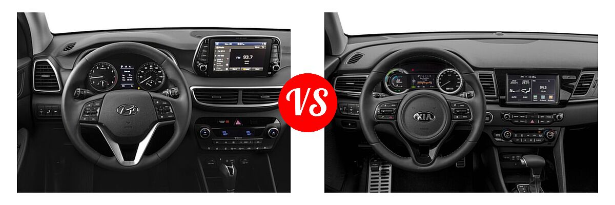 2019 Hyundai Tucson SUV Limited / SEL / Sport / Ultimate vs. 2019 Kia Niro SUV S Touring / Touring - Dashboard Comparison