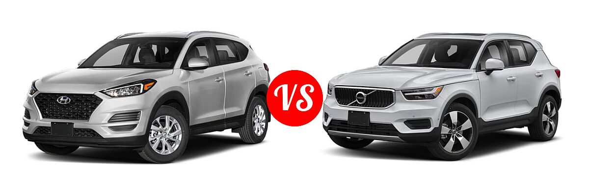 2019 Hyundai Tucson SUV SE / Value vs. 2019 Volvo XC40 SUV Momentum / R-Design - Front Left Comparison