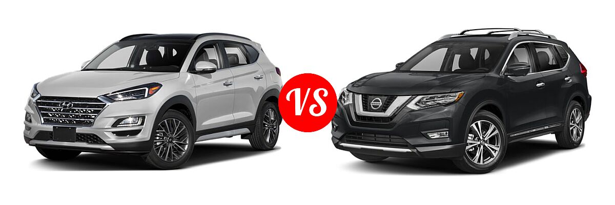 2019 Hyundai Tucson SUV Limited / SEL / Sport / Ultimate vs. 2019 Nissan Rogue SUV SL - Front Left Comparison