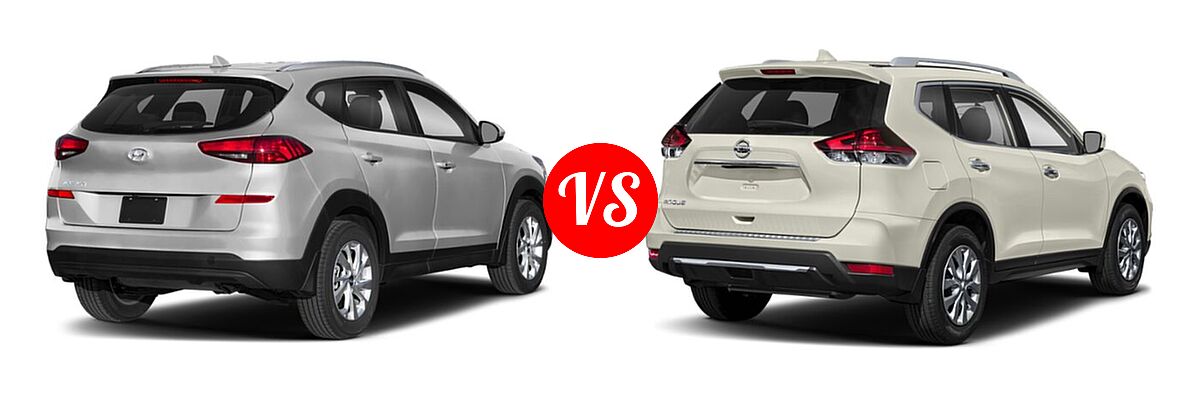 2019 Hyundai Tucson SUV Limited / SEL / Sport / Ultimate vs. 2019 Nissan Rogue SUV S / SV - Rear Right Comparison