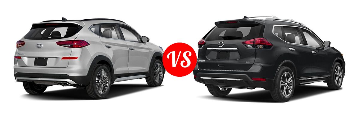 2019 Hyundai Tucson SUV Limited / SEL / Sport / Ultimate vs. 2019 Nissan Rogue SUV SL - Rear Right Comparison