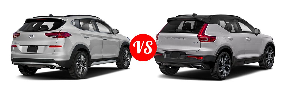 2019 Hyundai Tucson SUV Limited / SEL / Sport / Ultimate vs. 2019 Volvo XC40 SUV R-Design - Rear Right Comparison
