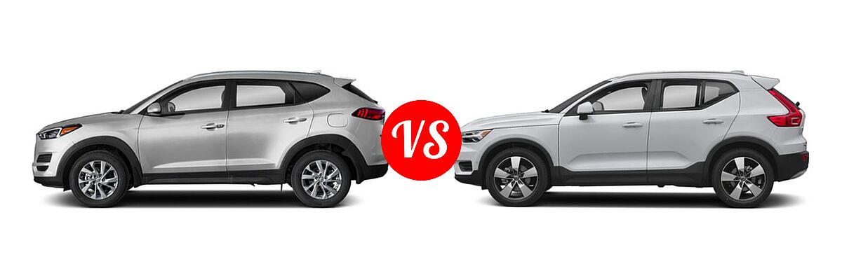 2019 Hyundai Tucson SUV SE / Value vs. 2019 Volvo XC40 SUV Momentum / R-Design - Side Comparison