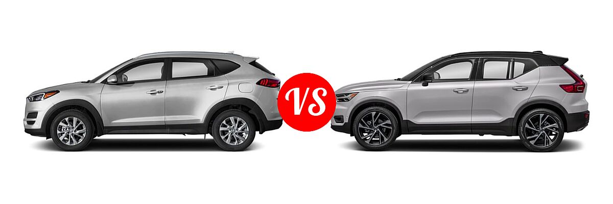 2019 Hyundai Tucson SUV SE / Value vs. 2019 Volvo XC40 SUV R-Design - Side Comparison