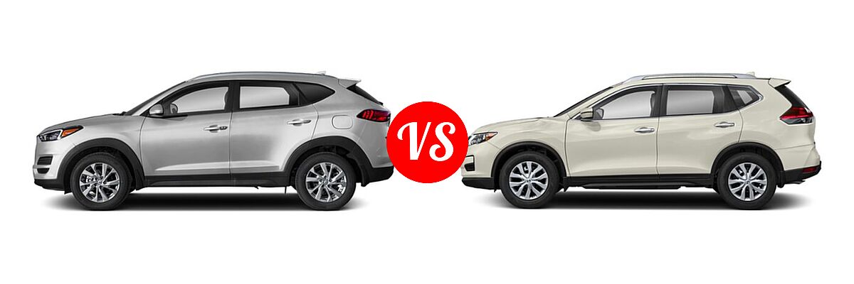 2019 Hyundai Tucson SUV SE / Value vs. 2019 Nissan Rogue SUV S / SV - Side Comparison