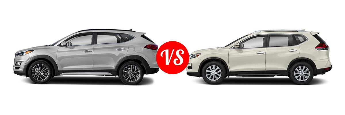 2019 Hyundai Tucson SUV Limited / SEL / Sport / Ultimate vs. 2019 Nissan Rogue SUV S / SV - Side Comparison