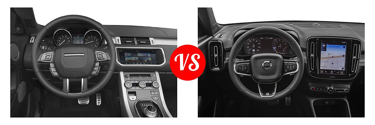2019 Land Rover Range Rover Evoque Convertible SUV HSE Dynamic / SE Dynamic vs. 2019 Volvo XC40 SUV R-Design - Dashboard Comparison