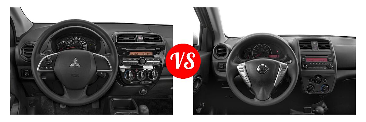 2019 Mitsubishi Mirage G4 Sedan ES / SE vs. 2019 Nissan Versa Sedan S / S Plus / SV - Dashboard Comparison