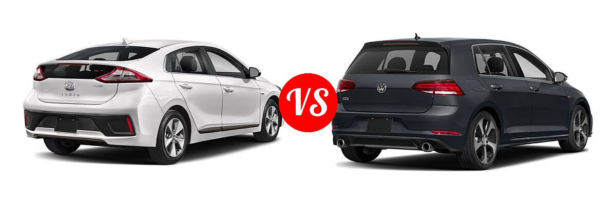 2019 Hyundai Ioniq Electric Hatchback Electric Hatchback / Limited vs. 2019 Volkswagen Golf GTI Hatchback Autobahn / Rabbit Edition / S / SE - Rear Right Comparison