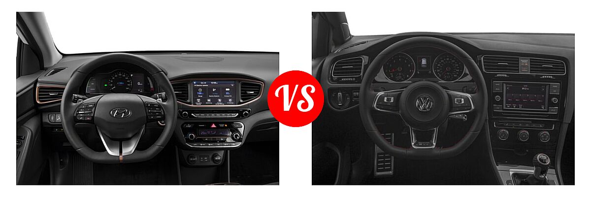 2019 Hyundai Ioniq Electric Hatchback Electric Hatchback / Limited vs. 2019 Volkswagen Golf GTI Hatchback Autobahn / Rabbit Edition / S / SE - Dashboard Comparison