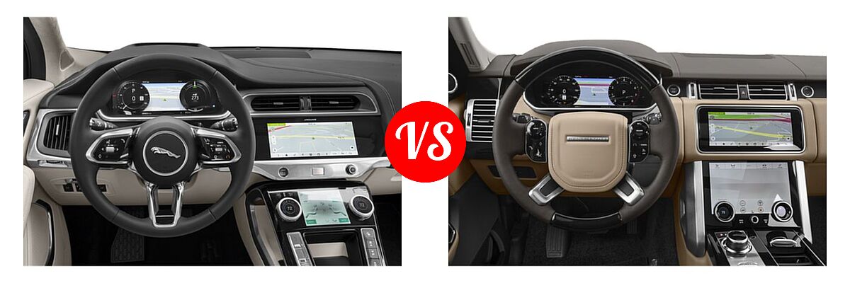2019 Jaguar I-PACE SUV Electric First Edition / HSE / S / SE vs. 2019 Land Rover Range Rover SUV Diesel HSE / Td6 Diesel SWB - Dashboard Comparison
