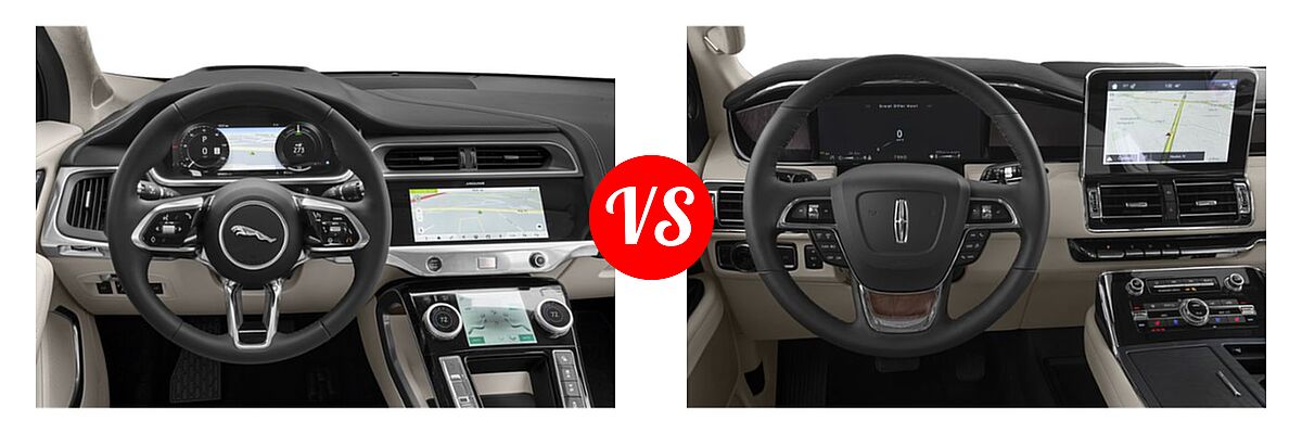 2019 Jaguar I-PACE SUV Electric First Edition / HSE / S / SE vs. 2019 Lincoln Navigator SUV Black Label / Premiere / Reserve / Select - Dashboard Comparison
