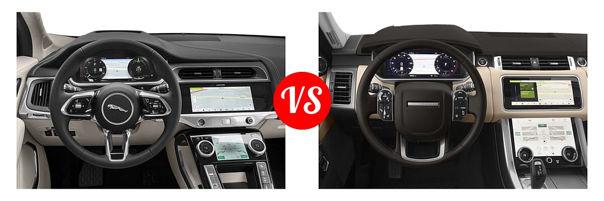 2019 Jaguar I-PACE SUV Electric First Edition / HSE / S / SE vs. 2019 Land Rover Range Rover Sport SVR SUV SVR - Dashboard Comparison