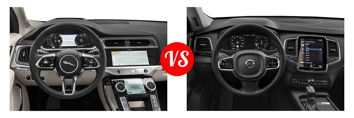 2019 Jaguar I-PACE SUV Electric First Edition / HSE / S / SE vs. 2021 Volvo XC90 SUV Inscription / Momentum - Dashboard Comparison