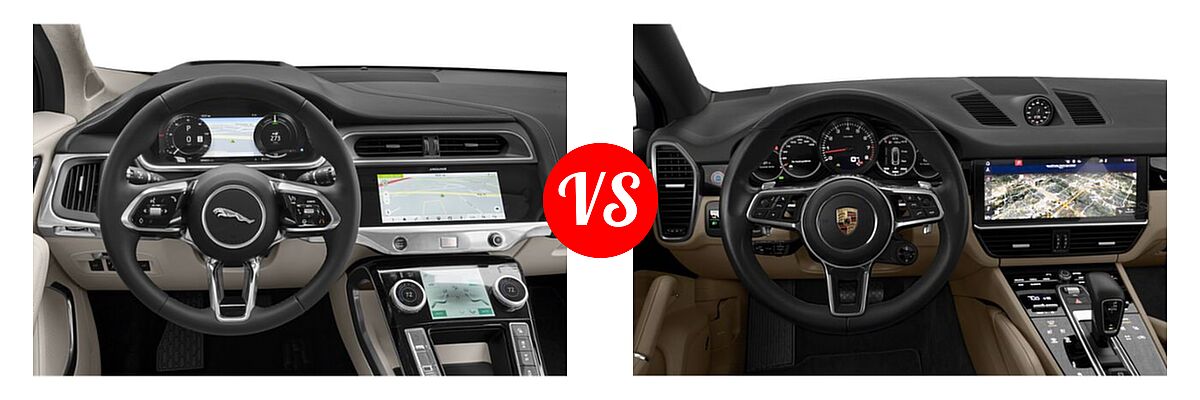 2019 Jaguar I-PACE SUV Electric First Edition / HSE / S / SE vs. 2020 Porsche Cayenne Coupe SUV Coupe AWD / S / Turbo - Dashboard Comparison