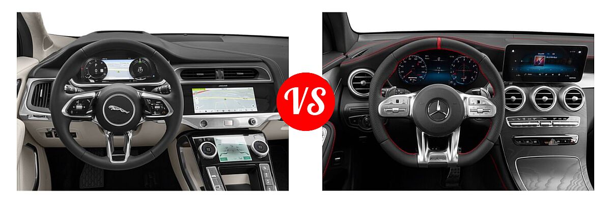 2019 Jaguar I-PACE SUV Electric First Edition / HSE / S / SE vs. 2021 Mercedes-Benz GLC-Class 43 AMG SUV AMG GLC 43 - Dashboard Comparison