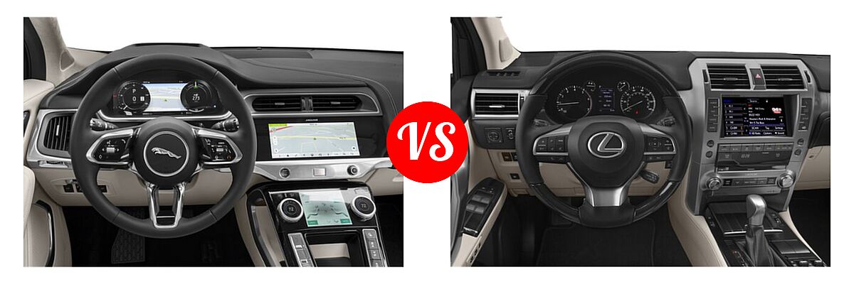 2019 Jaguar I-PACE SUV Electric First Edition / HSE / S / SE vs. 2021 Lexus GX 460 SUV GX 460 / GX 460 Luxury / GX 460 Premium - Dashboard Comparison